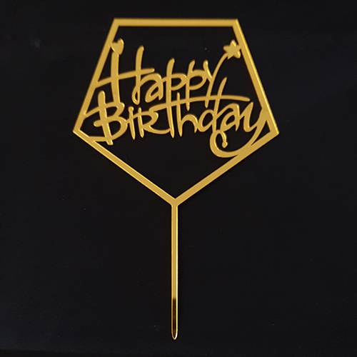 Topper na tortu šťastné narodeniny štvorcový zlatý - Tasty Me