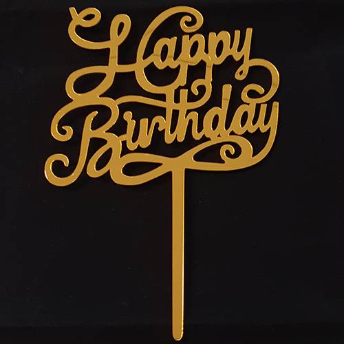 Topper na tortu happy birthday - zlaté písmo - Tasty Me