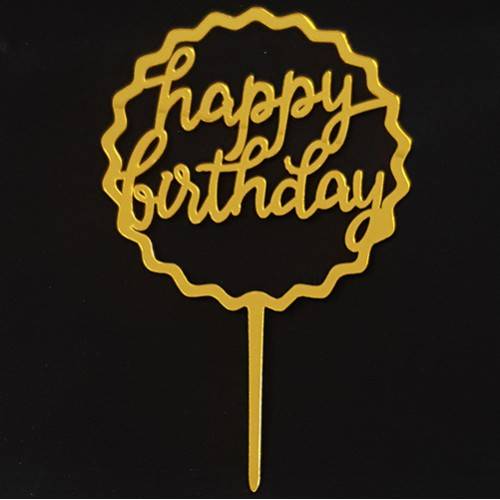 Topper na tortu šťastné narodeniny zlatý - Tasty Me