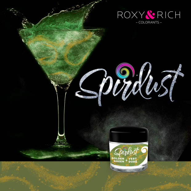 Metalická farba na nápoje Spirdust gold green 1,5g - Roxy and Rich
