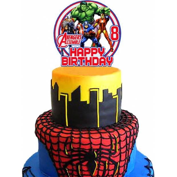 Vrchnák na tortu Avengers s číslom 8 - Cakesicq