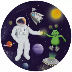 Papierový tanier na párty 8 ks 23 cm kozmonaut s ufom vo vesmíre - Amscan