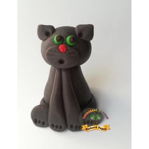 Tortová figúrka mačka čierna 5cm z kokosovej hmoty - Fagos