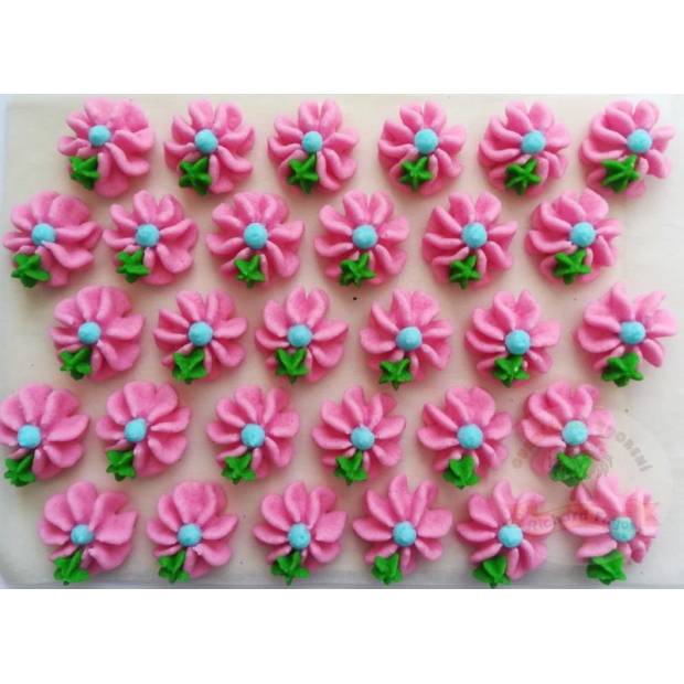 Cukrové kvety ružové na tanieri 30ks - Fagos
