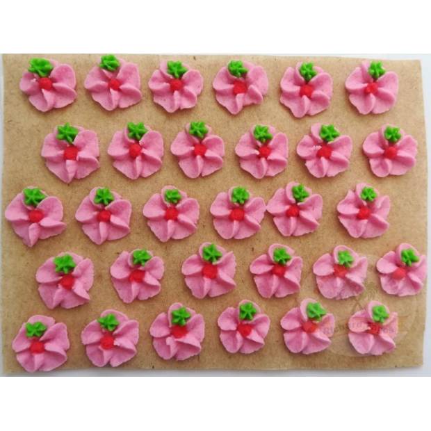 Cukrové kvety ružové na tanieri 30ks - Fagos