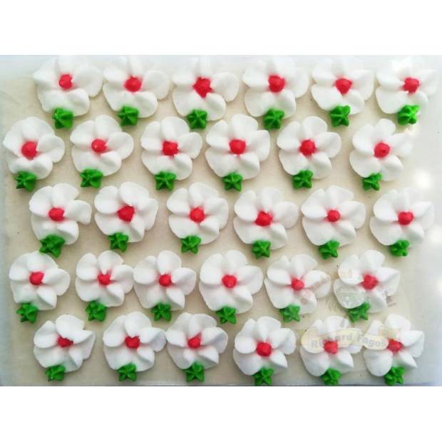 Cukrové kvety biele s červeným stredom 30ks - Fagos