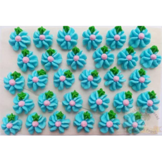 Cukrové kvety modré s ružovým stredom 30ks - Fagos