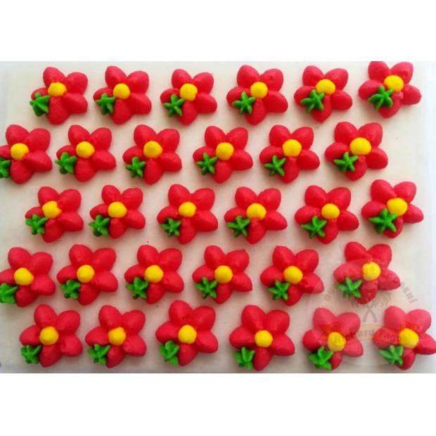 Cukrové kvety červené so žltým stredom 30ks - Fagos