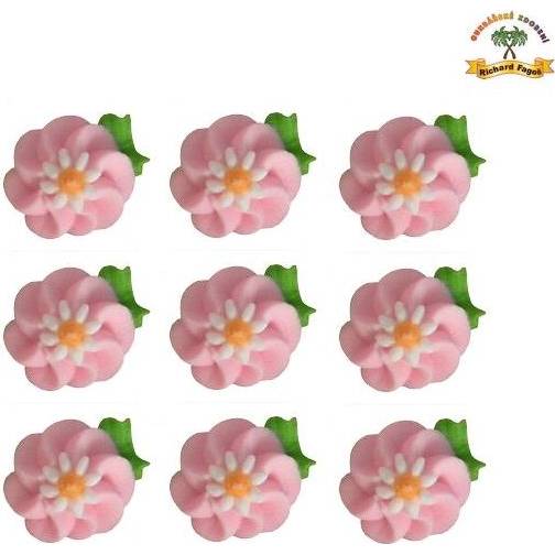 Cukrová dekorácia ružové kvety na tanieri 9ks - Fagos
