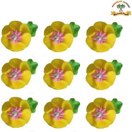 Cukrová dekorácia žlté kvety na tanieri 9ks - Fagos