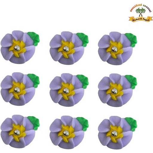 Cukrová dekorácia fialové kvety na tanieri 9ks - Fagos