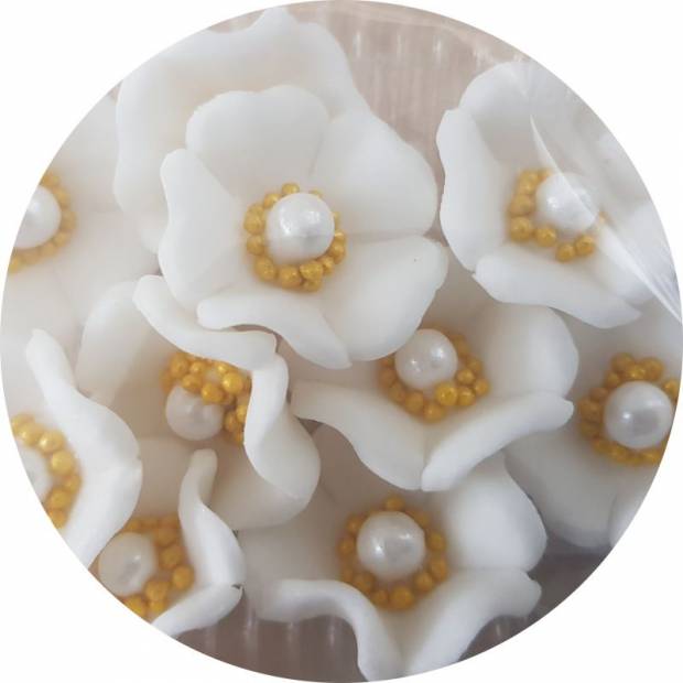 Cukrové kvety biele 10ks - K Decor