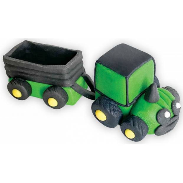 Cukrová figúrka traktora s vozíkom - Dekor Pol