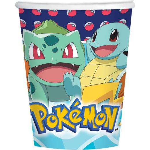 Papierový pohár Pokemon, 8ks - Amscan