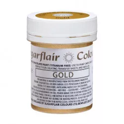 Gélová farba zlatá ideálna na povrchy čokolády, 35 g - Sugarflair