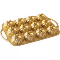 NW minibábovky 75 rokov prepletená platňa s 12 formičkami zlatá - Nordic Ware