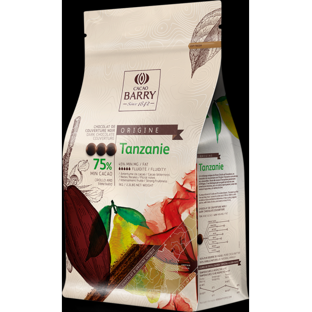 Cacao Barry Origin čokoláda TANZANIE hořká 75% 1kg