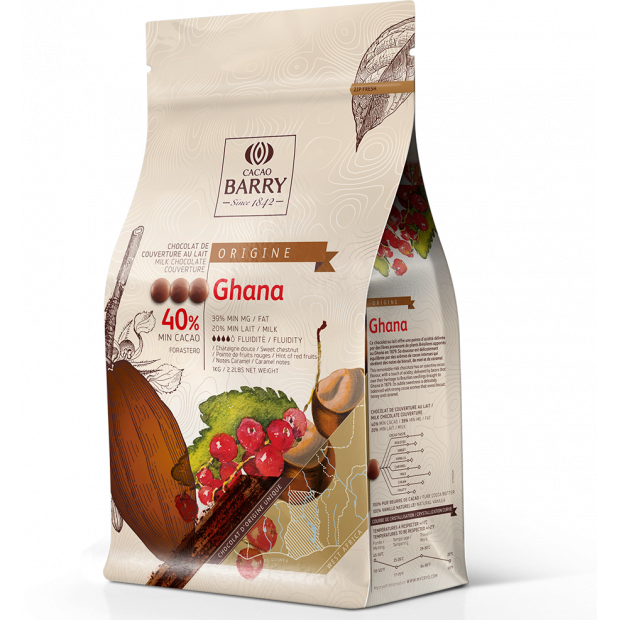 Cacao Barry Origin čokoláda Ghana mléčná 40% 1kg