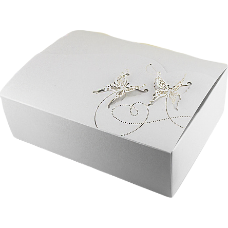 Svadobná krabička na výslužky perleťový motýlí vzor (18,5 x 13,5 x 5,8 cm) 8ks - Goldpress