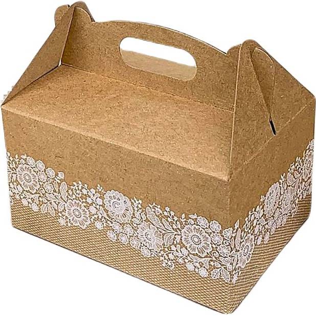 Svadobná krabička s čipkou 130 × 90 × 70 mm 8ks - Goldpress
