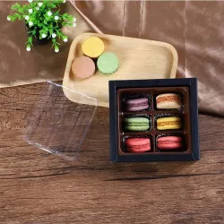 Krabička na makrónky čierna 13 × 12 × 6 cm (na 6 ks) - dortis