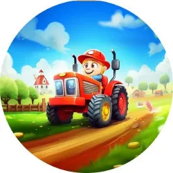 Jedlý papier – traktor kreslený s malým vodičom, 19,5 cm - PICTURE
