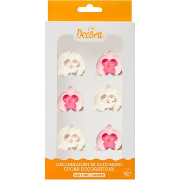 Cukrová orchidea dekorácia, 6ks - Decora