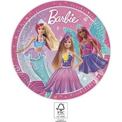 Papierové taniere Barbie 23cm, 8ks - Procos