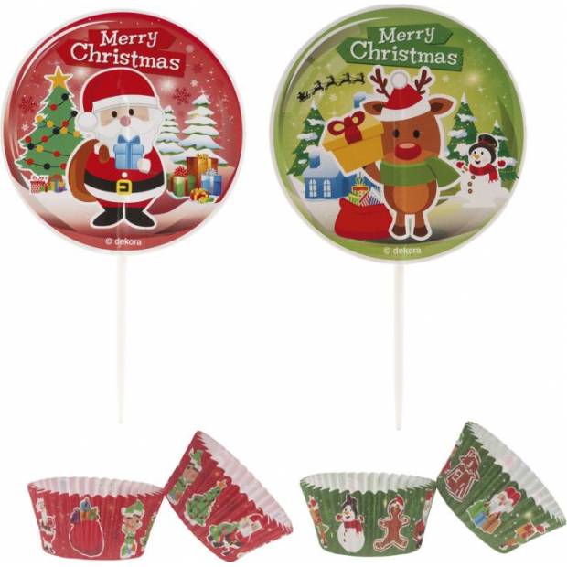 Košíky na muffiny a vložky na muffiny Santa a sob 24 vložiek na muffiny + 24 košíčkov - Dekora