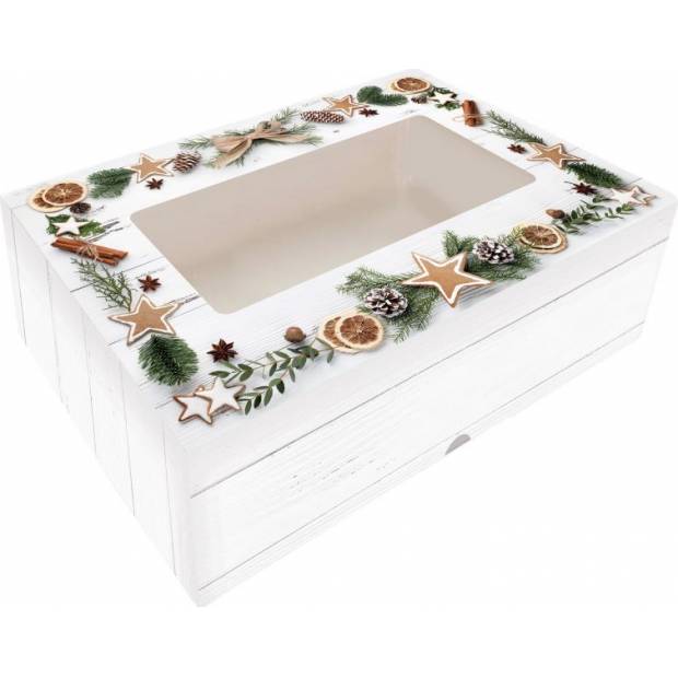 Skladacia krabička na cukrovinky s okienkom 22x15x5cm 1ks vianočná dekorácia - Alvarak