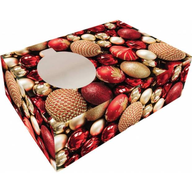 Skladacia krabička na cukrovinky s okienkom 25x15x7cm 1ks vianočná ozdoba - Alvarak
