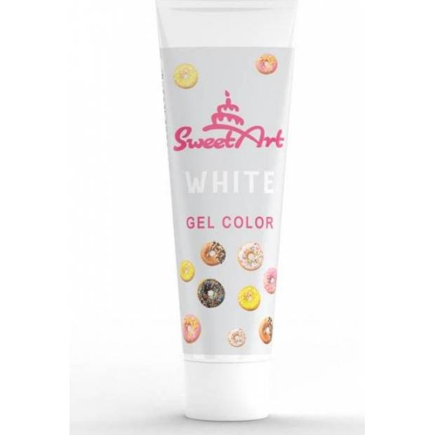 SweetArt dekoratívna gélová farba v tube biela (30 g) - dortis