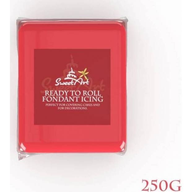 SweetArt Povlaková a modelovacia pasta vanilková korálovo červená (250 g) - dortis