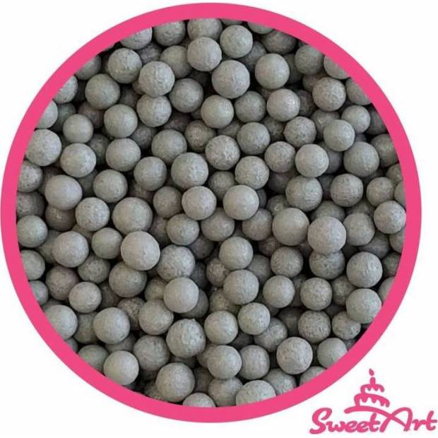 SweetArt strieborné matné cukrové perly 5 mm (80 g) - dortis