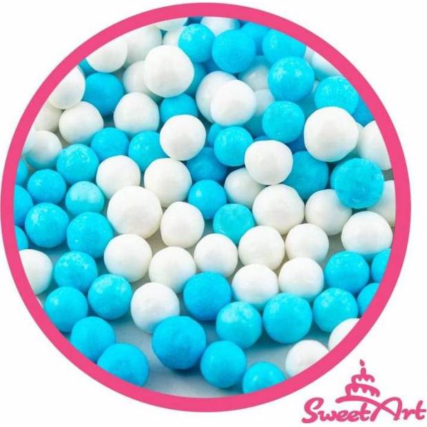 SweetArt cukrové perly modré a biele 7 mm (80 g) - dortis