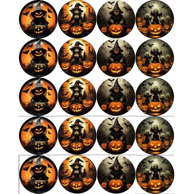 Jedlý papier na vystrihovanie muffinov Halloween čarodejnica mix 5cm - PICTURE