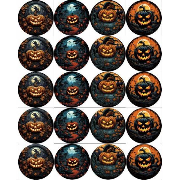 Jedlý papier na vystrihovanie muffinov Halloweenová zmes tekvíc 5 cm - PICTURE