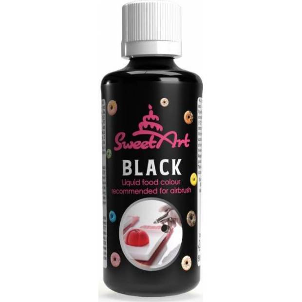 SweetArt airbrush farba tekutá čierna (90 ml) - dortis