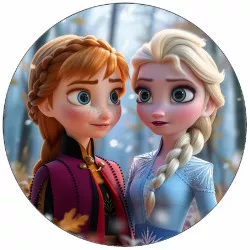 Jedlý papier Anna a Elsa v lese 19,5 cm - Magic