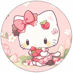 Jedlý papier Hello Kitty s jahodami 19,5 cm - Pictu Hap