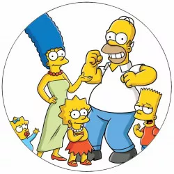 Jedlý papier „Simpsonovci“ na bielom pozadí, 19,5 cm - Pictu Hap