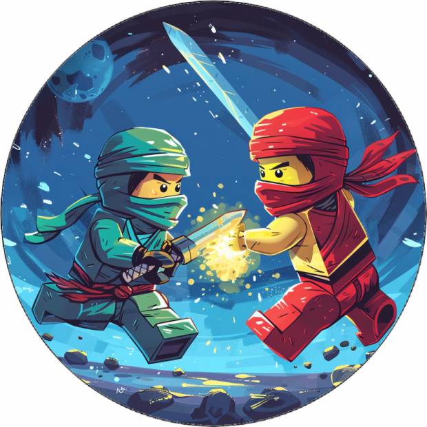 Jedlý papier Ninjago vo vesmírne modrom pozadí 19,5 cm - Pictu Hap