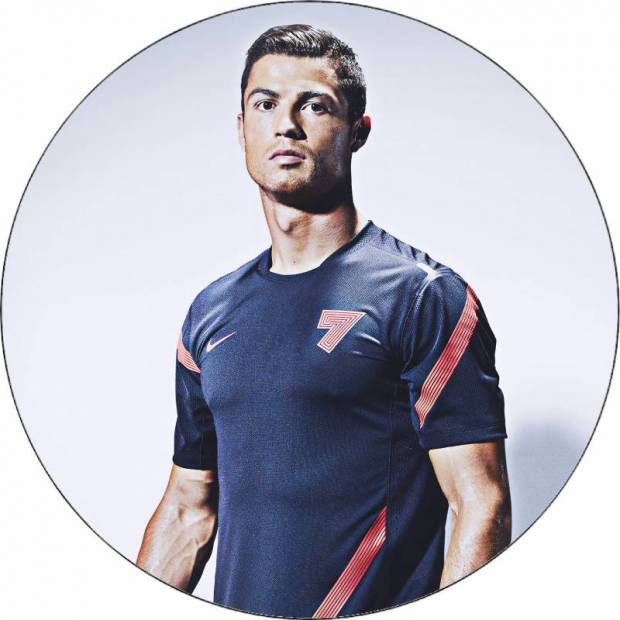 Jedlý papier Cristiano Ronaldo na sivom pozadí 19,5 cm - Pictu Hap