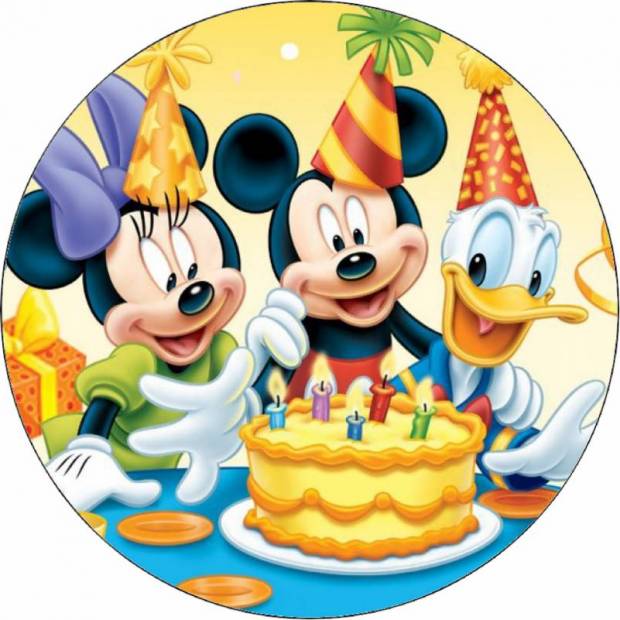 Jedlý papier Mickey, Minnie a kačera Donalda na narodeninovú oslavu 19,5 cm - Pictu Hap