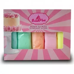 SweetArt potahovacia a modelovacia hmota vanilková Pastel mix (5x100 g) - dortis