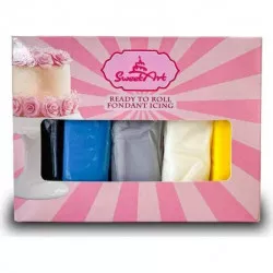 SweetArt potahovacia a modelovacia hmotu jahodová Winter mix (5x100 g) - dortis
