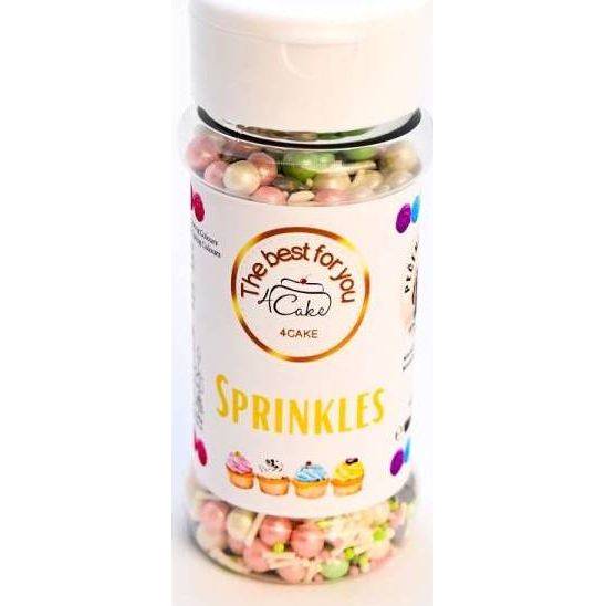 4Cake Biele, ružové a zelené cukrové dekorácie Spring Colours (80 g) Besky edition - dortis