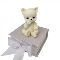 Čokoládová mačička, biela, sediaca, 8 cm - I LOVE CAKES