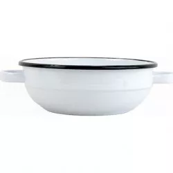 Sklenená smaltovaná misa s uchami, biela, 14 cm, vyrobené pre BELIS/SFINX - Belis