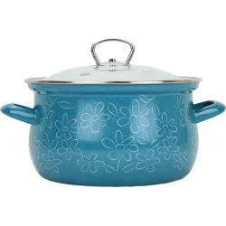 BELIS Smaltovaný hrnec so skl.pokrqou FLOWER 20 cm/3,6l - Belis